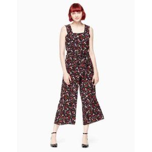 Kate Spade Boho Floral Jumpsuit in Black Ma Cherie US 6 Wide Leg